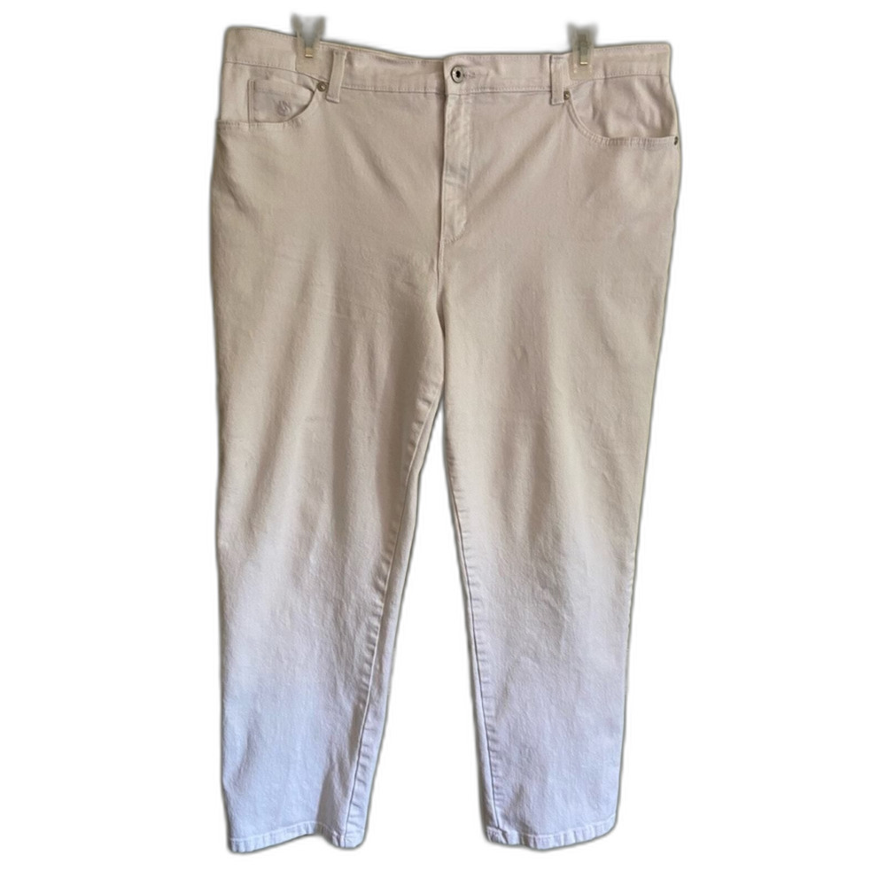 Gloria Vanderbilt Amanda High Rise White Five Pocket Straight Leg Jeans Size 18